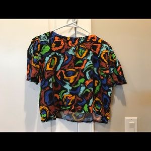 Vintage cropped multicolor blouse